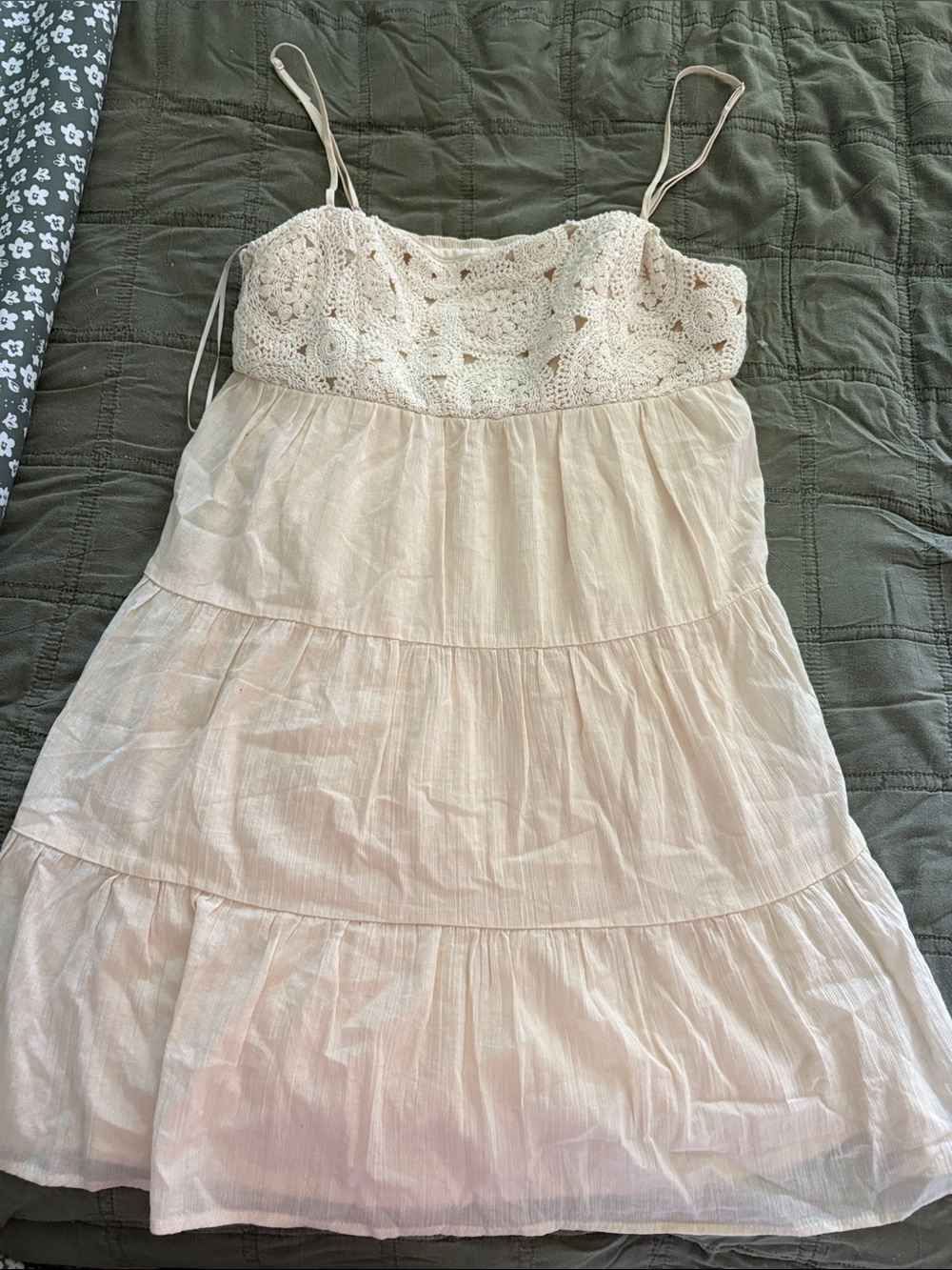 mi ami Cream Smocked Tube Top
